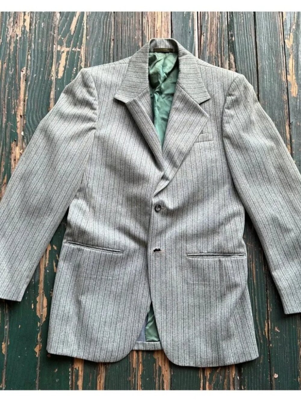 Madison Lane Clothes Vintage Mens‎ Gray Green Pinstripe Blazer and pants 42R